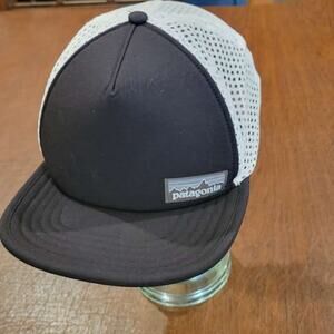 VINTAGE Patagonia Hat Duck Bill Cap StrapBack Black White Mesh Back One size